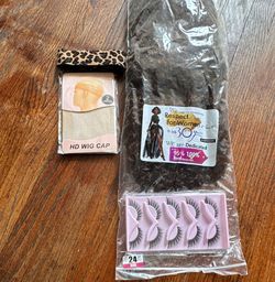 Hair Bundle Set with Wig Cap and Lashes