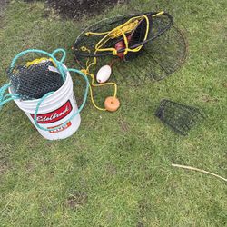 Crab Ring + Trap + Rope & Buoy – Full Setup