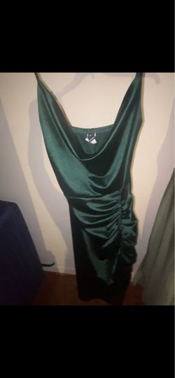 long dark green dress
