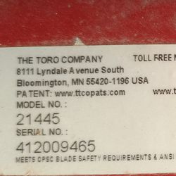Toro Recycler Front Wheel Drive Transmission. 
