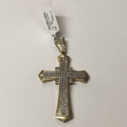 14KYG Diamond Cross Pendant Apprx 1.00CTW 
