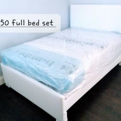 $350 White Full Bed With Mattress And Boxspring Brand New Free Delivery 