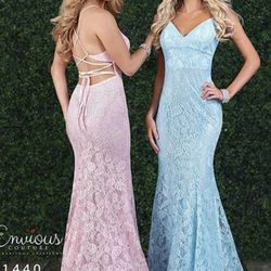 New With Tags Size 6 Glitter & Lace Blue Envious Couture Formal Dress $125