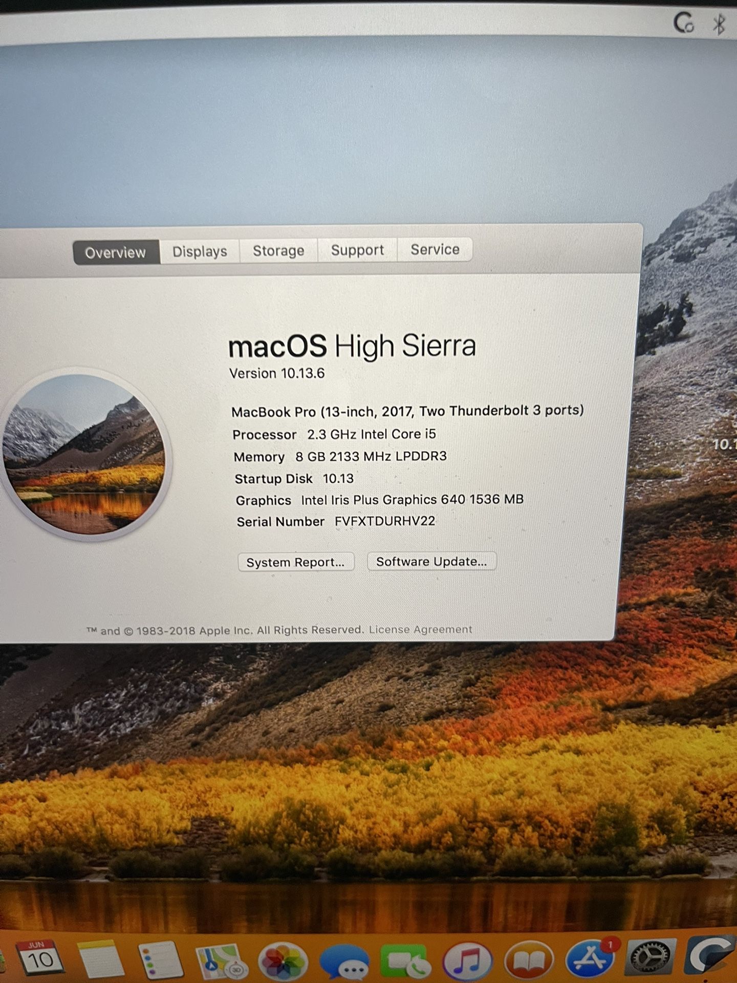 2017/18 Macbook Pro 13 Inch 2.3 i5 8GB 128GB Like new