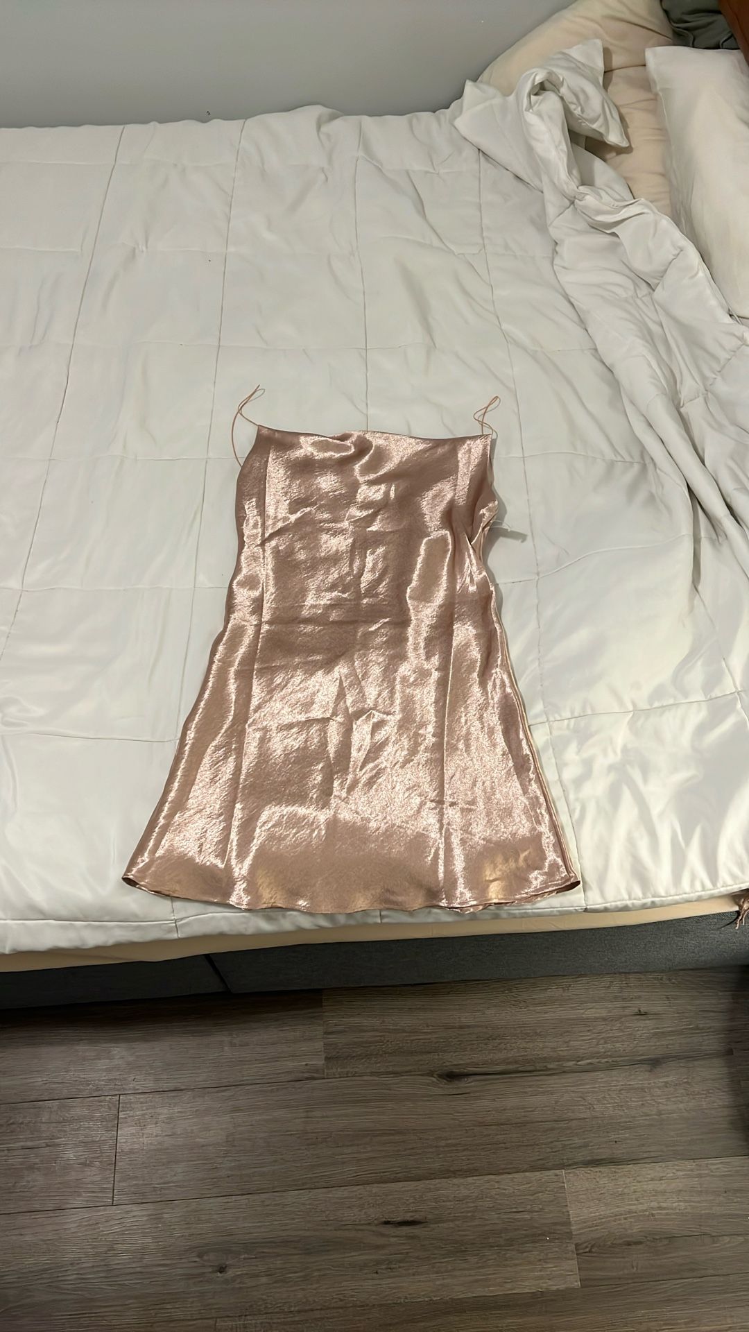 Unused, Rose Gold Open Back Party Dress, Spaghetti Strap, Short Juniors