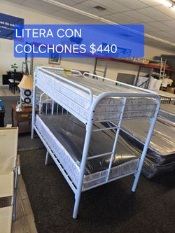 NEW METAL BUNK BED WITH MATTRESS