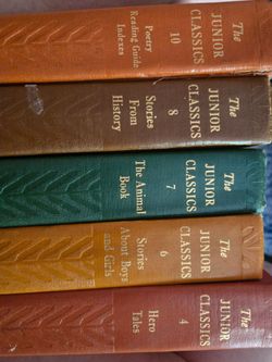 1938 Edition Junior Classics Volumes 4,6,7,8,10