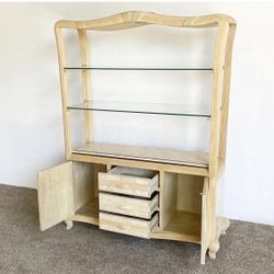 Postmodern Tessellated Stone and Pencil Reed Hutch Etagere - 57.5"W × 19.5"D x 76"H - Excellent Condition