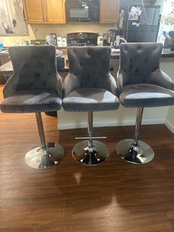 Gray Velvet Stools