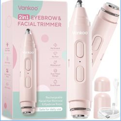 Vankoo 2-in-1 Eyebrow & Facial Hair Trimmer – Painless, Precise & Portable
