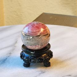 1.5" Approximately Rhodochrosite Sphere Quartz Crystal 