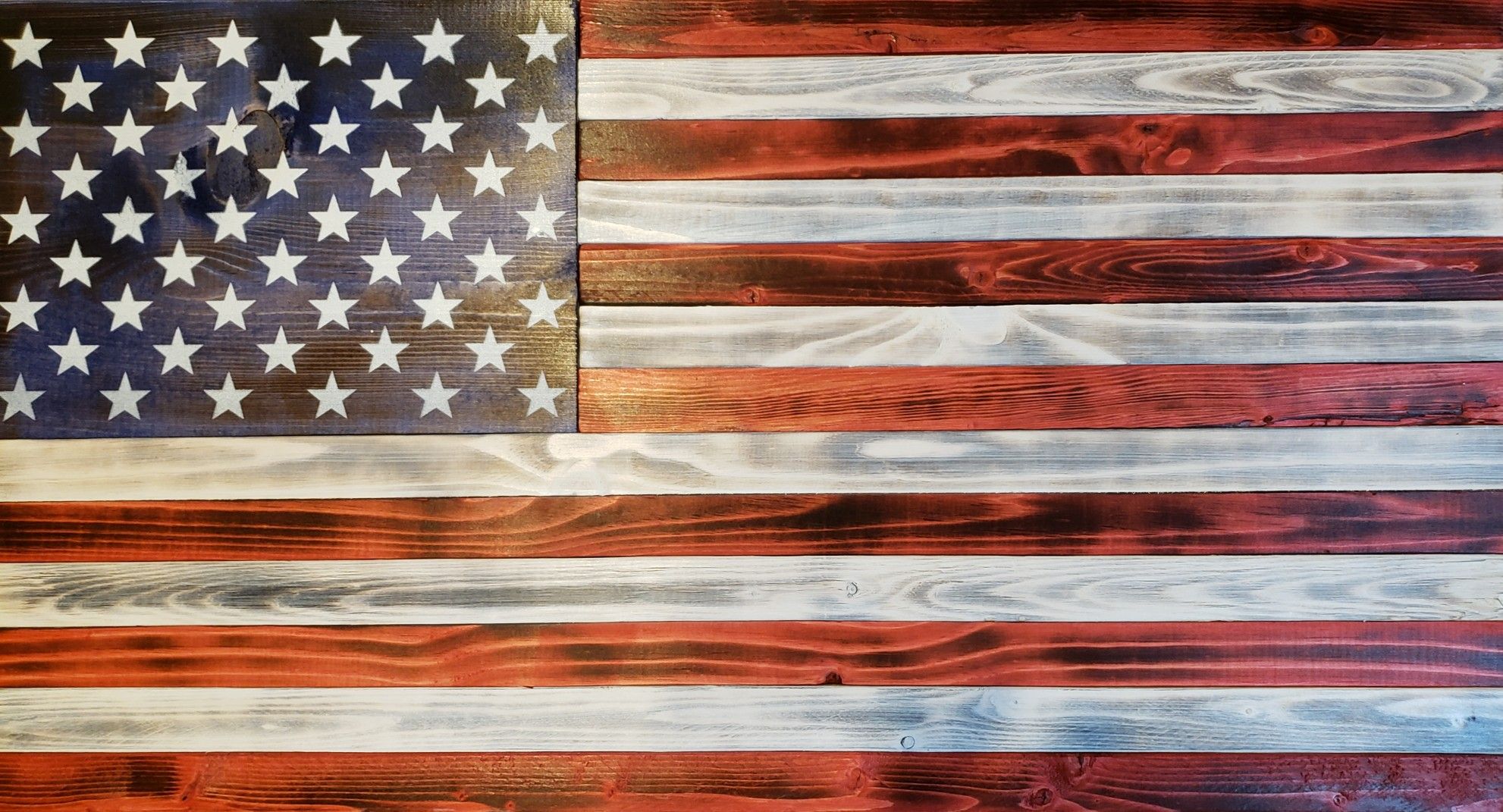 Wood Burnt American Flag