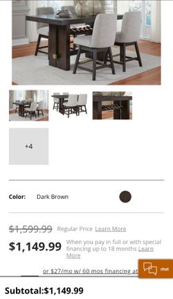 Counter height (36") table (66x42") with 4 chairs
