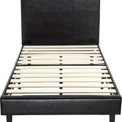 New Twin Size Leather Upholstered Platform Bed Frame