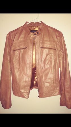 ARDEN B! Golden Brown Leather Jacket with Gold Lining! Size Small. Great Condition!