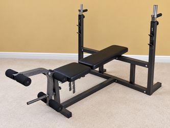 Adjustable Weight Bench with Barbell Rack and Leg Developer
