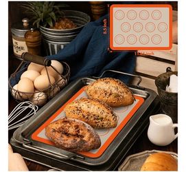 Silicone Baking Mat Set of 4, Nonstick & Reusable Silicone Bread Sling & Loaf Pan Liners for Bread, Macaron Baking Mat for Macarons, Pastry