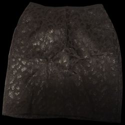 H&M Black Leopard Print Mini Skirt With Metallic Detail - Size 6