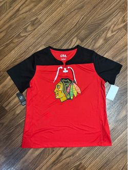 Chicago BlackHawks Woman Lace Up Jersey Style Shirt * NEW * XL