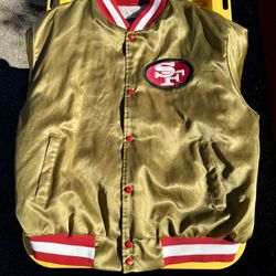 Vintage Chalk Line San Francisco 49ers Gold Satin Jacket XL FORTY NINERS USA