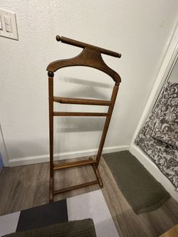 Vintage Wooden Valet Butler Wood Stand Hang Suits Or Clothes MCM