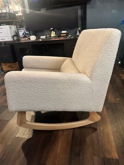 Modern Bouclé Upholstered Rocking Accent Chair – Cream/Ivory