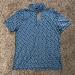 Mens XL - G/Fore NWT Short Sleeve Golf Polo Shirt in Blue w/ Black Skull Print