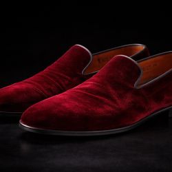  Magnanni Burgundy Velvet Loafers Slip On Dress Shoes Made in Spain Size 11.5 $395 Retail
