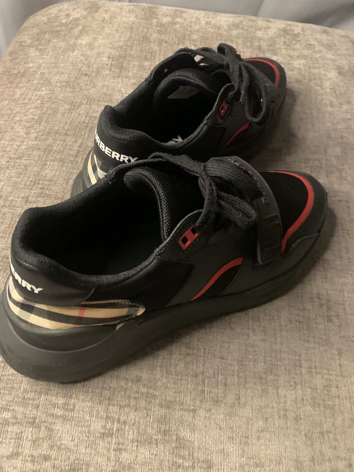 Burberry Check Suede Leather Sneakers