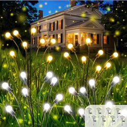 4-Pack Warm White & 4-Pack Cool White Total 64LED Solar Firefly Garden Lights Outdoor
