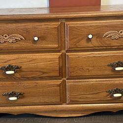 Dresser with Mirror (pine Wood)  – 6 Drawer