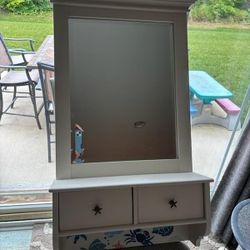White Vanity Mirror with Drawers