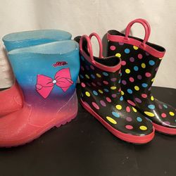 Girls Size 4-5 Rubber Boots Good Shape 