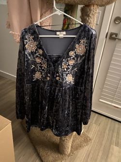 Crushed Velvet Boho Shirt Size Large As
