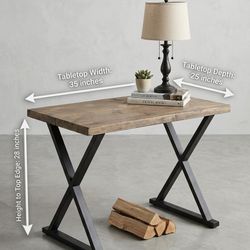 ​Custom Handmade Industrial X-Frame Table – Solid Wood