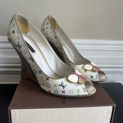 Authentic Louis Vuitton Multi Color Wedges 