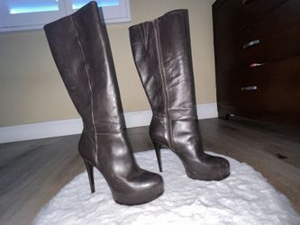 Sexy Brown Platform, Leather Boots, Knee-High Pour la Victoire Size 10