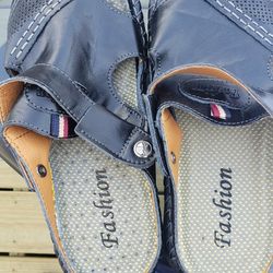  Men's Leather Sandals Handmade Casual Closed Toe Sport Sandals Adjustable Beach Fisherman Sandals Driving Walking