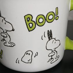 Peanuts Snoopy Ghosts Halloween 21 oz  Large Coffee Cup Mug Boo! Green White