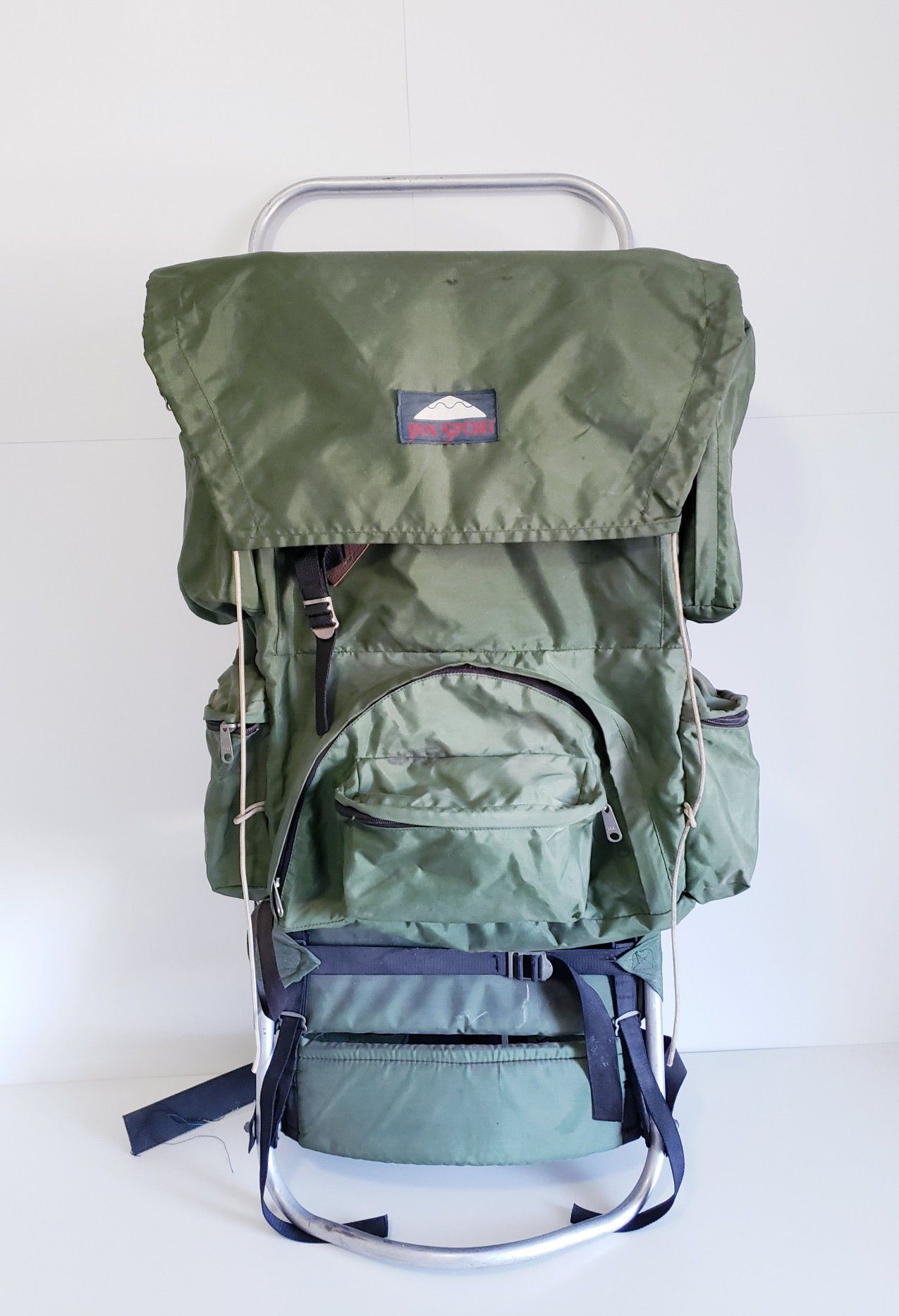 Vintage Jansport External Frame Olive Green Backpack USA Hiking/Camping