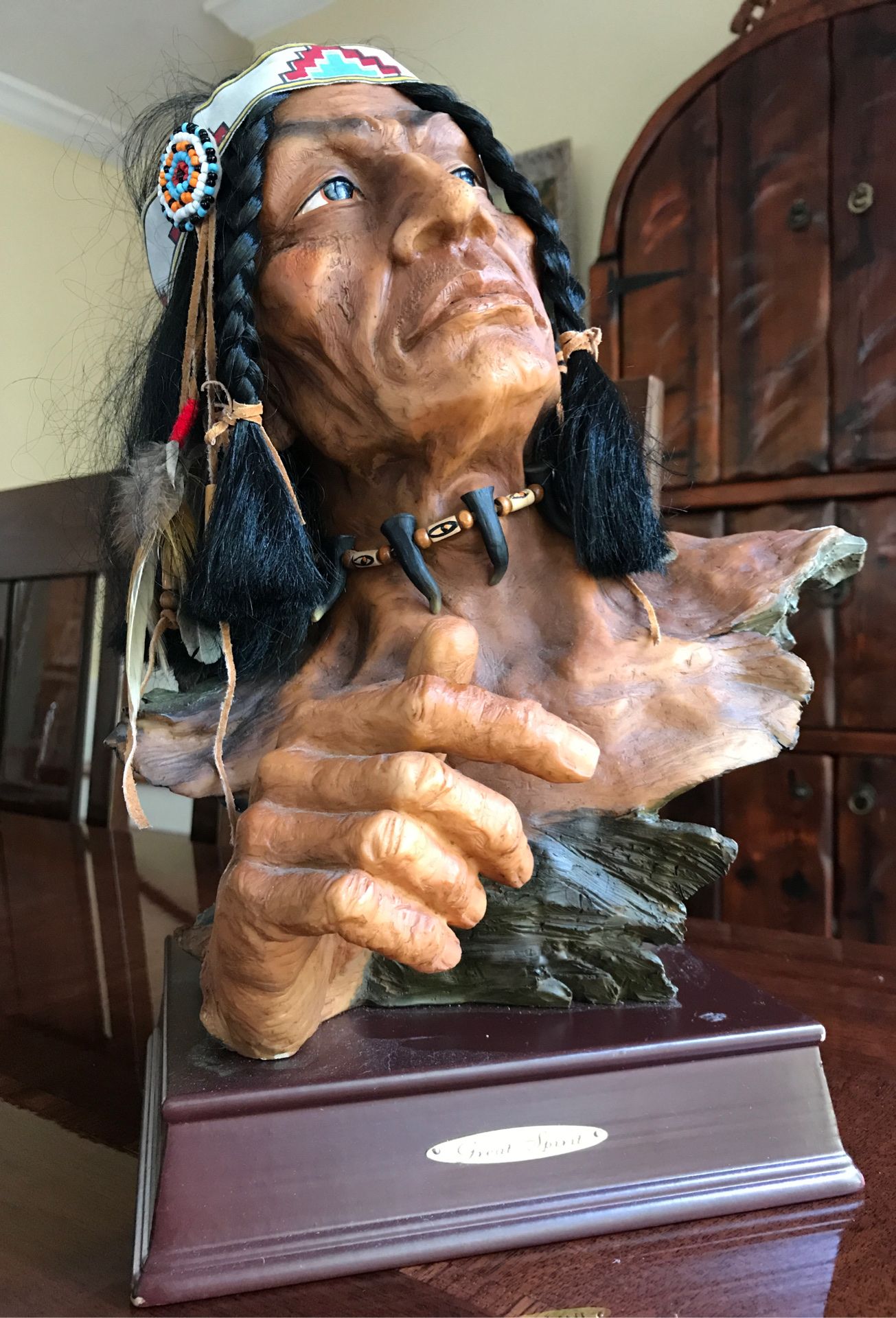 Indian statue 14 inches tall great detail titled great spirit