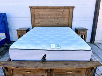 Queen size “Bandit” Solid wood Bed frame with Matching Nightstands - READ Description