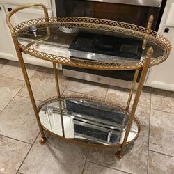 Vintage Bar Service Cart - Gold