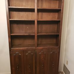 Wood Book Storage Organizer Case Shelf And Cabinet Brown. 88x47x12 Bookcase