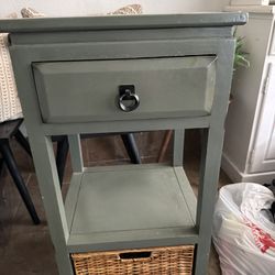 Green Side Accent Table With Storage 