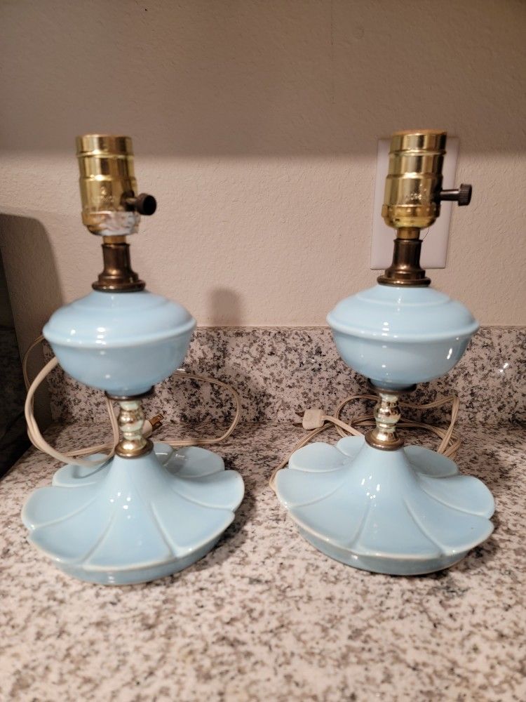 Vintage MCM Boudoir Nightstand Lamps Pair