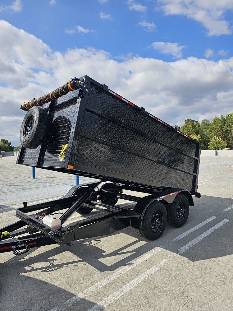 New DUMP TRAILER 12X8X4 HYDRAULIC SYSTEM, ROLLING TARP AND SPARE TIRE INCLUDING TITLE IN HAND READY FOR WORK FOR ANY QUESTION TEXT ME PLEASE HABLO ESP