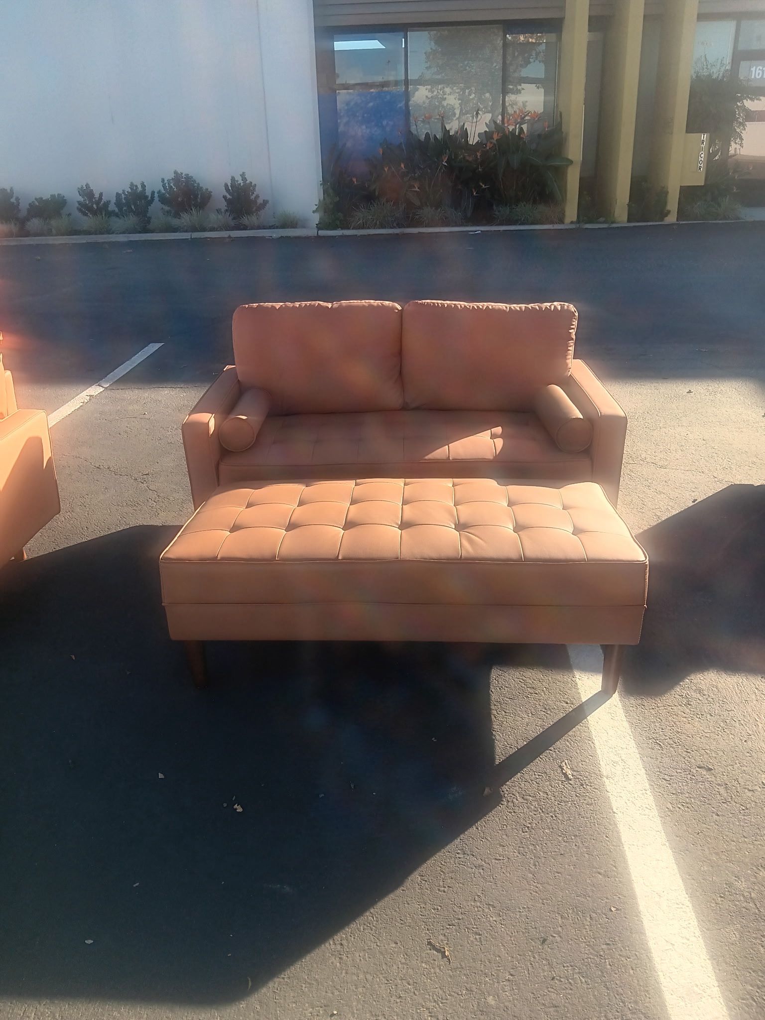 Tangerine Leather Couch