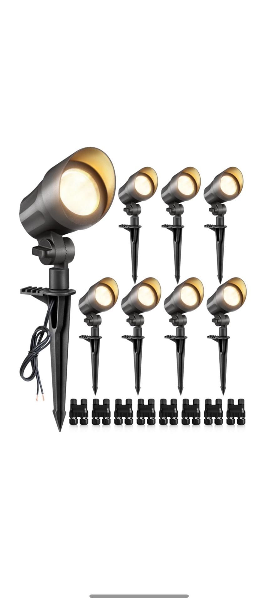 SUNVIE Luces LED de paisaje de 6 W, iluminación de paisaje de bajo voltaje con conectores, focos de paisaje blanco cálido para exteriores, 12-24 V, im