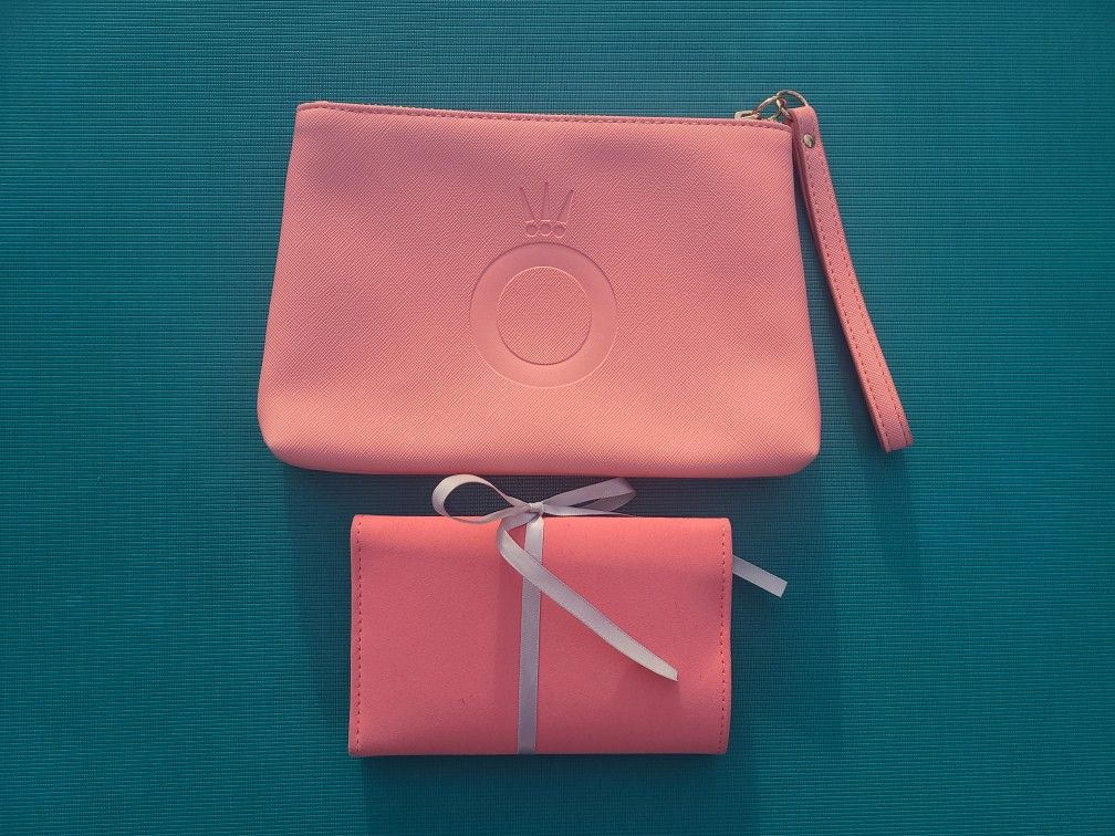 Pandora Me Pink Faux Leather Clutch Wristlet Travel Bag With Jewelry Pouch